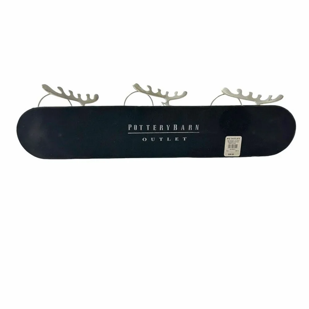 Pottery Barn Christmas Reindeer 3 pc Votive Candle Holder Decor‎ Silver Chrome